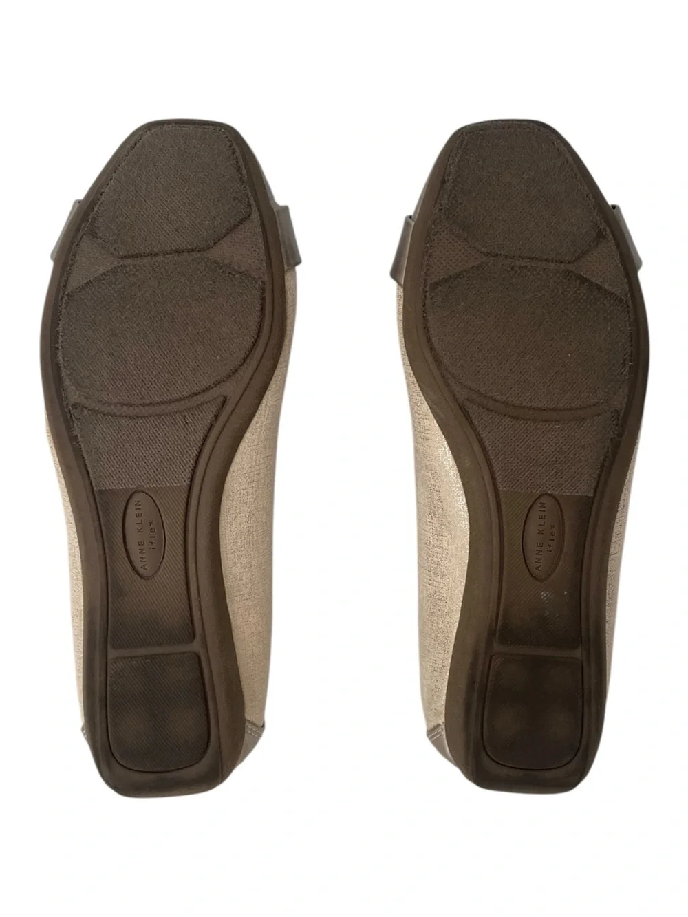 Anne Klein iFlex Uplift Ballet Flats 6.5W Gold Shimmer Cap Toe Comfort